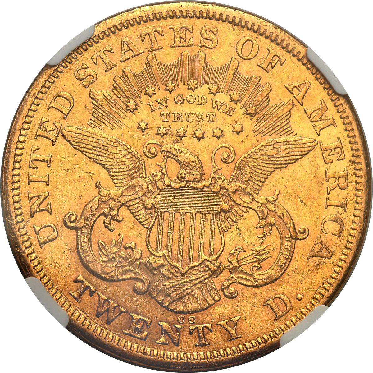 USA. 20 dolarów 1876 CC, Carson City NGC AU55 - RZADKIE